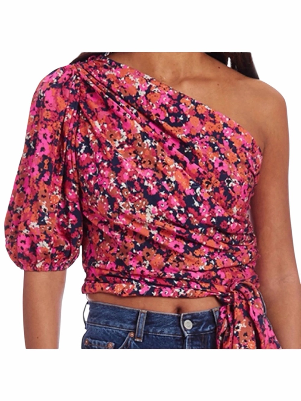 Amanda Uprichard Bexley Top Small Bloomessence Floral One Shoulder Wrap Blouse